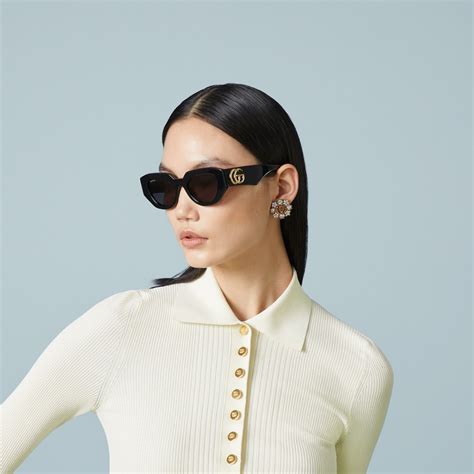 gucci occhiali sky 14 bra4|Geometric frame sunglasses in gold.